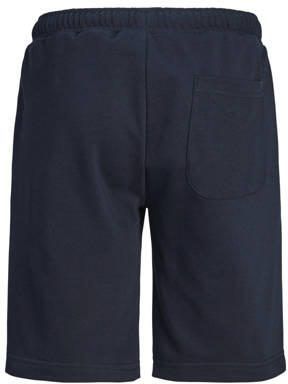 Jack & jones JUNIOR sweatshort JPSTVESTERBRO met tekst donkerblauw Korte broek 140