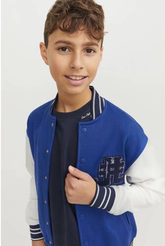 Jack & jones JUNIOR sweatvest JORCOLE VARSITY hardblauw wit Meerkleurig 152