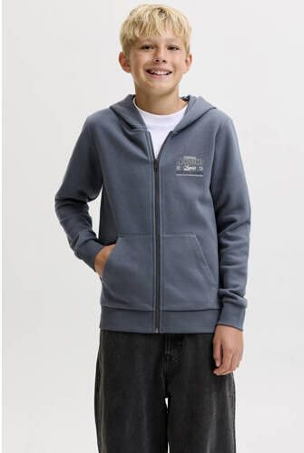 JACK & JONES JUNIOR sweatvest met print grijsblauw Printopdruk - Foto 3