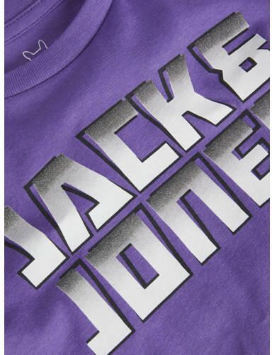 Jack & jones JUNIOR T-shirt JCOKAPPER met logo paars Jongens Katoen Ronde hals 128