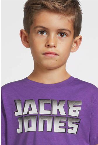 Jack & jones JUNIOR T-shirt JCOKAPPER met logo paars Jongens Katoen Ronde hals 128 - Foto 2