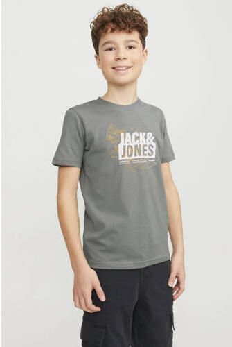 Jack & jones JUNIOR T-shirt JCOMAP met printopdruk lichtgroen Jongens Katoen Ronde hals 152 - Foto 2