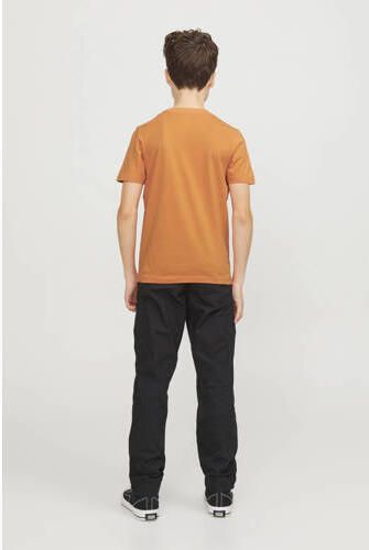 Jack & jones JUNIOR T-shirt JCOMAP met printopdruk oranje Jongens Katoen Ronde hals 140