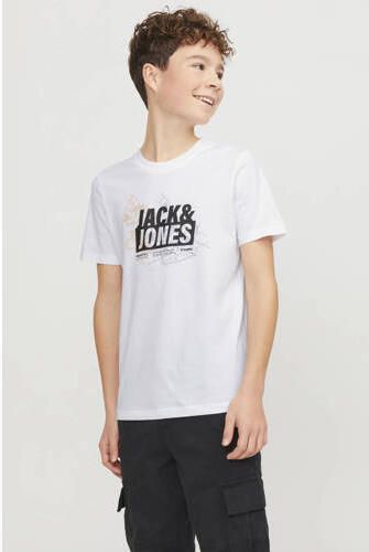 Jack & jones JUNIOR T-shirt JCOMAP met printopdruk wit Jongens Katoen Ronde hals 140 - Foto 2