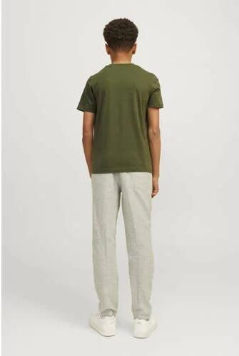 Jack & jones JUNIOR T-shirt JCOMOUNTAIN met printopdruk donkergroen Jongens Denim Ronde hals 140