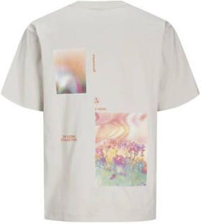 Jack & jones JUNIOR T-shirt JCOSOLARRIZE met backprint ecru Jongens Katoen Ronde hals 128