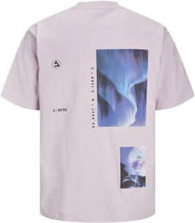 Jack & jones JUNIOR T-shirt JCOSOLARRIZE met backprint zachtlila Paars Jongens Katoen Ronde hals 128