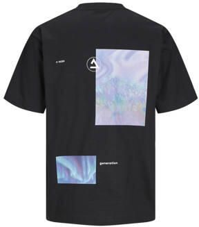 Jack & jones JUNIOR T-shirt JCOSOLARRIZE met backprint zwart Jongens Katoen Ronde hals 140