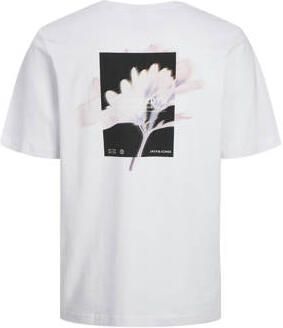 Jack & jones JUNIOR T-shirt JCOSTAGGER met backprint wit Jongens Katoen Ronde hals 152