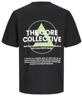 Jack & jones JUNIOR T-shirt JCOTEXT met backprint zwart Jongens Katoen Ronde hals 128