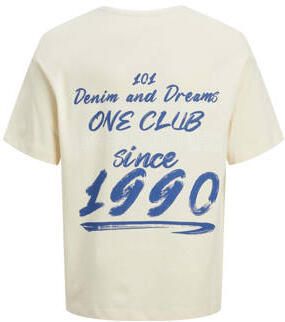 Jack & jones JUNIOR T-shirt JJDDREAM met backprint ecru Jongens Katoen Ronde hals 176