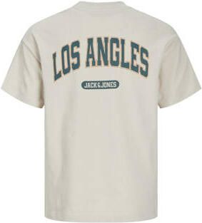Jack & jones JUNIOR T-shirt JJEBRADLEY met backprint beige Ecru Jongens Katoen Ronde hals 140