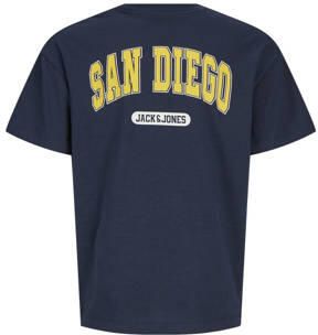 Jack & jones JUNIOR T-shirt JJEBRADLEY met backprint donkerblauw Jongens Katoen Ronde hals 164