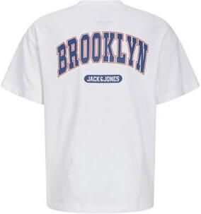 Jack & jones JUNIOR T-shirt JJEBRADLEY met backprint wit Jongens Katoen Ronde hals 164