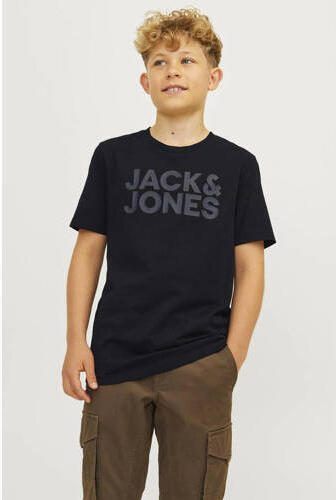 Jack & jones JUNIOR T-shirt JJECORP met tekst marine Blauw Jongens Katoen Ronde hals 128 - Foto 2