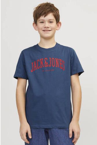 Jack & jones JUNIOR T-shirt JJEJOSH met tekst blauw Jongens Katoen Ronde hals 152 - Foto 3