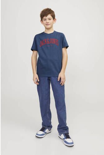Jack & jones JUNIOR T-shirt JJEJOSH met tekst blauw Jongens Katoen Ronde hals 152 - Foto 2