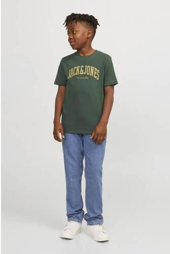 Jack & jones JUNIOR T-shirt JJEJOSH met tekst donkergroen Jongens Katoen Ronde hals 128 - Foto 3