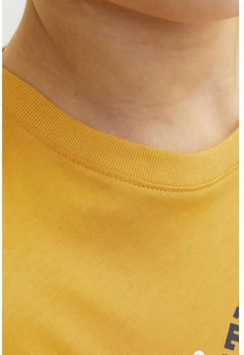 Jack & jones JUNIOR T-shirt JJELOGO met logo honinggeel Jongens Katoen Ronde hals 152
