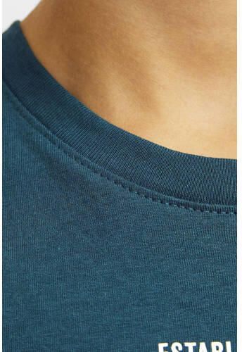 Jack & jones JUNIOR T-shirt JJELOGO met logo petrol Blauw Jongens Katoen Ronde hals 128 - Foto 3