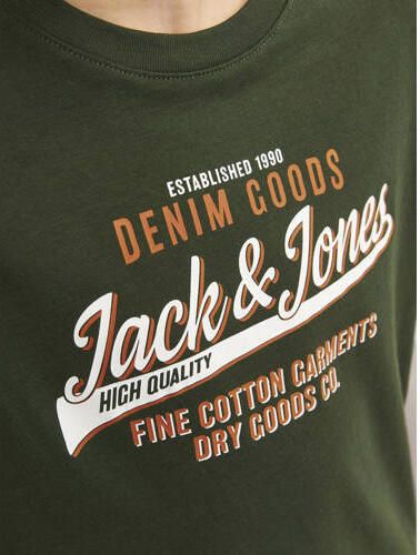 Jack & jones JUNIOR T-shirt JJELOGO met logo warm donkergroen Jongens Katoen Ronde hals 152 - Foto 3