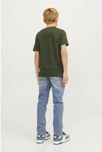 Jack & jones JUNIOR T-shirt JJELOGO met logo warm donkergroen Jongens Katoen Ronde hals 152