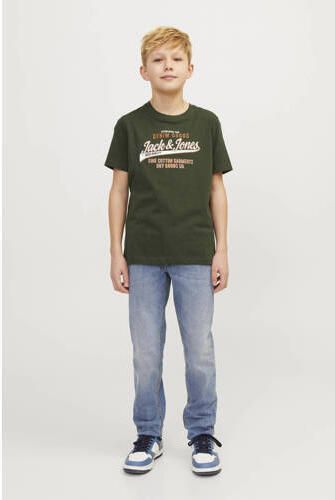 Jack & jones JUNIOR T-shirt JJELOGO met logo warm donkergroen Jongens Katoen Ronde hals 152 - Foto 2
