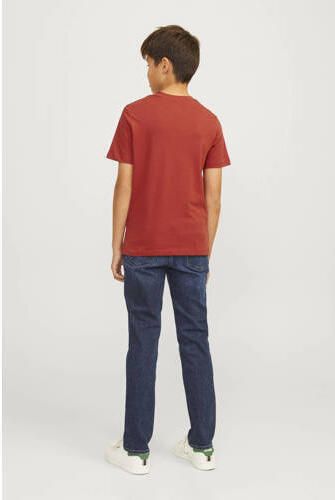Jack & jones JUNIOR T-shirt JJELOGO met logo warmrood Jongens Katoen Ronde hals 152 - Foto 3