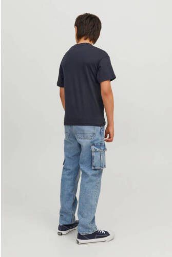 Jack & jones JUNIOR T-shirt JJESTAR met logo donkerblauw Jongens Katoen Ronde hals 152