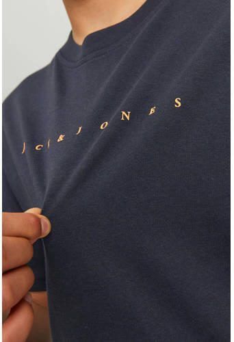 Jack & jones JUNIOR T-shirt JJESTAR met logo donkerblauw Jongens Katoen Ronde hals 152 - Foto 2