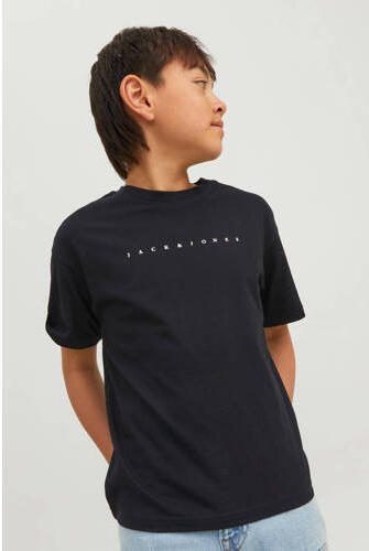 Jack & jones JUNIOR T-shirt JJESTAR met logo zwart Jongens Katoen Ronde hals 152 - Foto 4