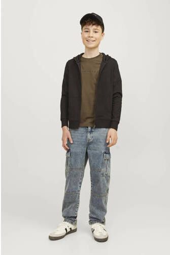 Jack & jones JUNIOR T-shirt JJESTAR met tekst Bruin Jongens Katoen Ronde hals 128