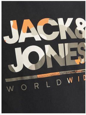 Jack & jones JUNIOR T-shirt JJLUKE met logo zwart Jongens Katoen Ronde hals 176 - Foto 3
