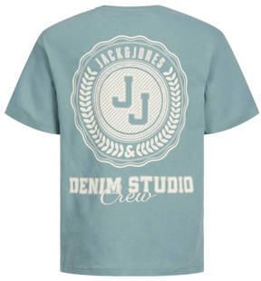 Jack & jones JUNIOR T-shirt JJSTYD LOOSE GRAPHIC met backprint lichtblauw Jongens Katoen Ronde hals 176