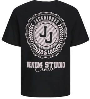 Jack & jones JUNIOR T-shirt JJSTYD LOOSE GRAPHIC met backprint zwart Jongens Katoen Ronde hals 176