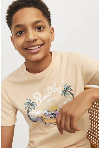 Jack & jones JUNIOR T-shirt JJZION met printopdruk zachtoranje Jongens Katoen Ronde hals 128 - Foto 2