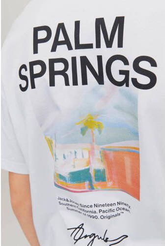 Jack & jones JUNIOR T-shirt JORARUBA LANDSCAPE met backprint wit Jongens Katoen Ronde hals 164 - Foto 3