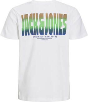 Jack & jones JUNIOR T-shirt JORARUBA met backprint wit Jongens Katoen Ronde hals 128