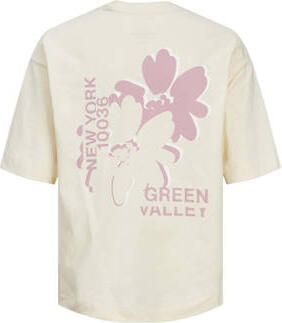 Jack & jones JUNIOR T-shirt JORFARO met backprint ecru roze Jongens Katoen Ronde hals 152