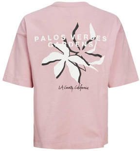 Jack & jones JUNIOR T-shirt JORFARO met backprint zachtroze Jongens Katoen Ronde hals 152