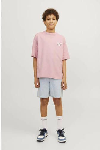 Jack & jones JUNIOR T-shirt JORFARO met backprint zachtroze Jongens Katoen Ronde hals 152 - Foto 3