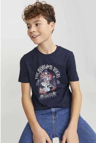 Jack & jones JUNIOR T-shirt JORHEAVENS met printopdruk donkerblauw Jongens Katoen Ronde hals 140 - Foto 1