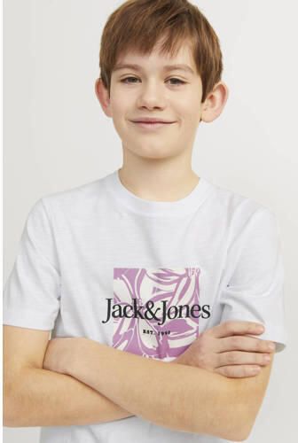 Jack & jones JUNIOR T-shirt JORLAFAYETTE met logo wit Jongens Katoen Ronde hals 176 - Foto 3