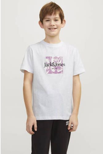 Jack & jones JUNIOR T-shirt JORLAFAYETTE met logo wit Jongens Katoen Ronde hals 176 - Foto 2