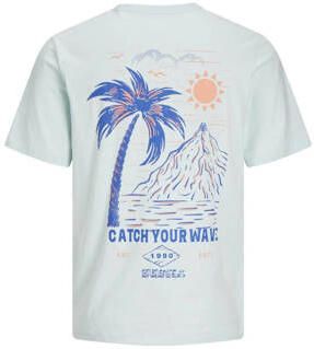 Jack & jones JUNIOR T-shirt JORPALM met backprint lichtblauw Jongens Katoen Ronde hals 128