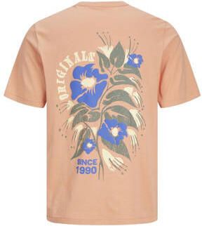Jack & jones JUNIOR T-shirt JORPALM met backprint zachtoranje Jongens Katoen Ronde hals 128