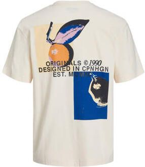 Jack & jones JUNIOR T-shirt JORTAMPA met backprint ecru Jongens Katoen Ronde hals 128