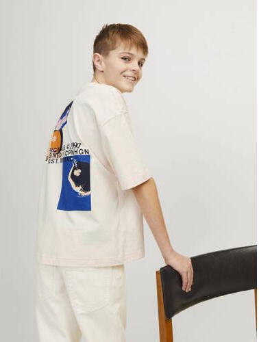 Jack & jones JUNIOR T-shirt JORTAMPA met backprint ecru Jongens Katoen Ronde hals 128 - Foto 2