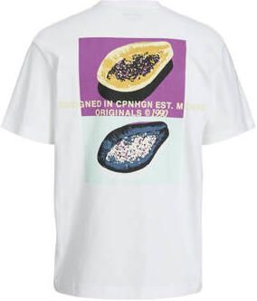 Jack & jones JUNIOR T-shirt JORTAMPA met backprint wit Jongens Katoen Ronde hals 152