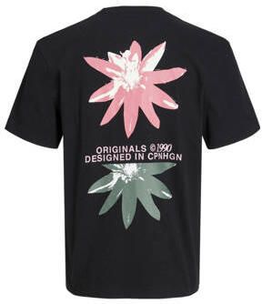 Jack & jones JUNIOR T-shirt JORTAMPA met backprint zwart Jongens Katoen Ronde hals 152